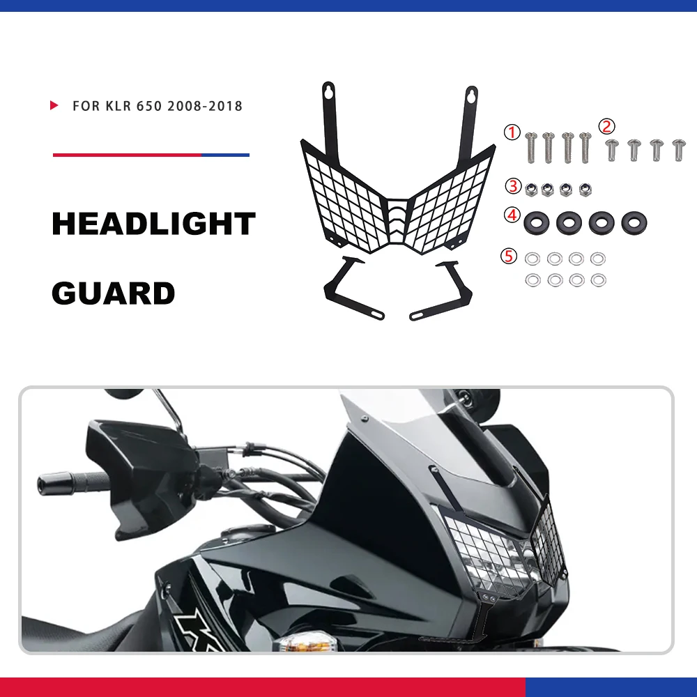 

KL 650E 2008-2018 2017 2016 Motorcycle Accessories KLR 650 Headlight Guard Protector Grille Cover Protection For Kawasaki KLR650