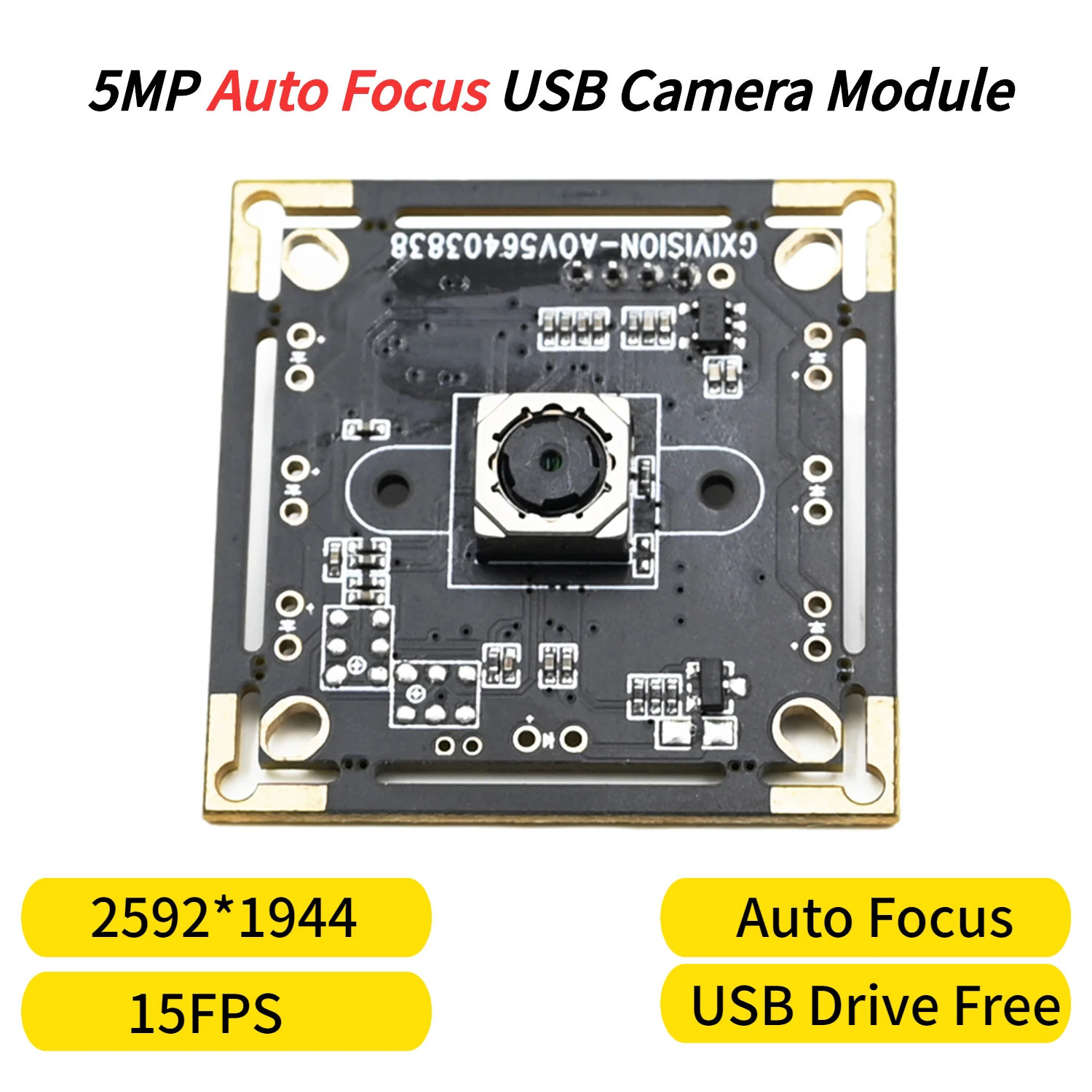 

5MP Autofocus Camera Module OV5640 HD USB Webcam 5-Megapixel 15FPS Plug-and-Play Face Recognition MJPEG YUY2