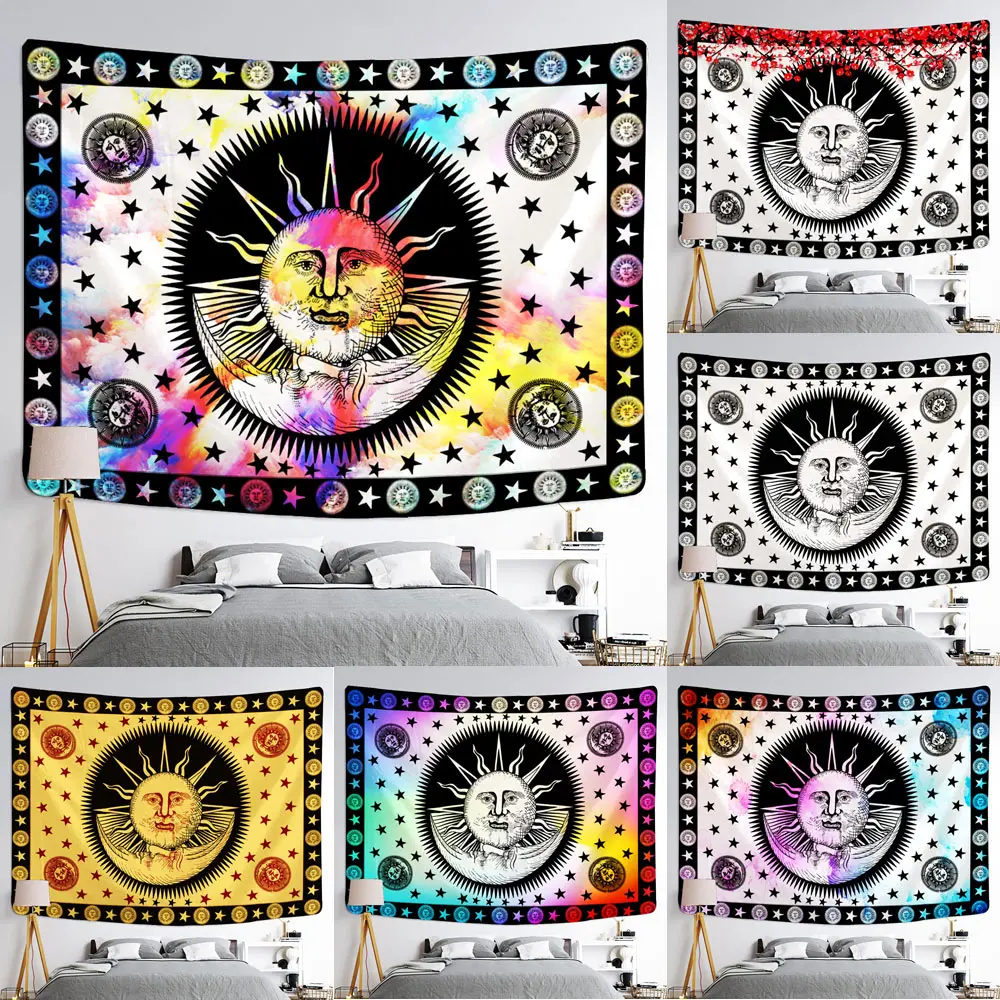 

Настенный Гобелен Tarot, украшение в стиле бохо, психоделический хиппи ночной гобелен с Луной мандала, Настенный Ковер