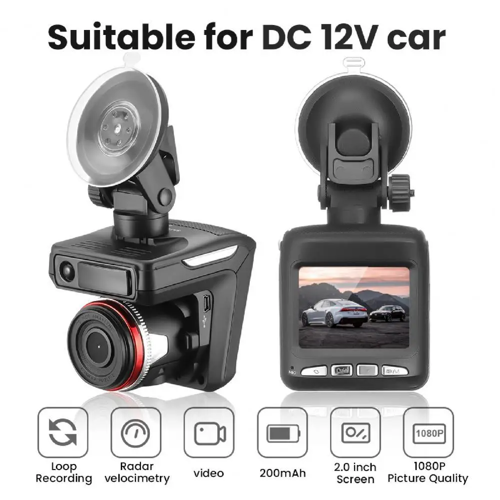 

Dash Camera 2-In-1 Easy to Install Stable 2-Inch IPS Display Car Driving Recorder for Automobiles