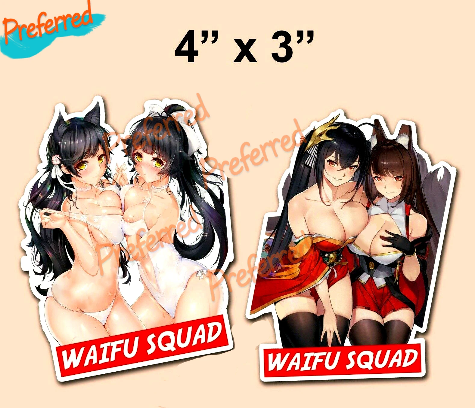 

Azur Lane Waifu Squad Taifou Dido Akagi Atago Bumper Vinyl Sticker Car Decal - 2 Pack