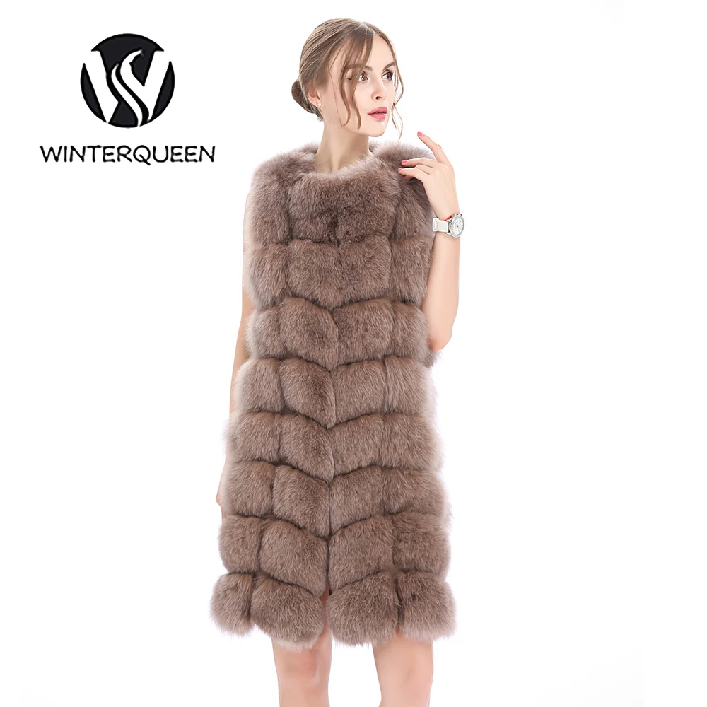 Natural Fox Fur Vest Ladies Winter Outdoor Warm Sleeveless Plus Size Jacket Fashion Luxury Genuine Leather Real Fur Coat
