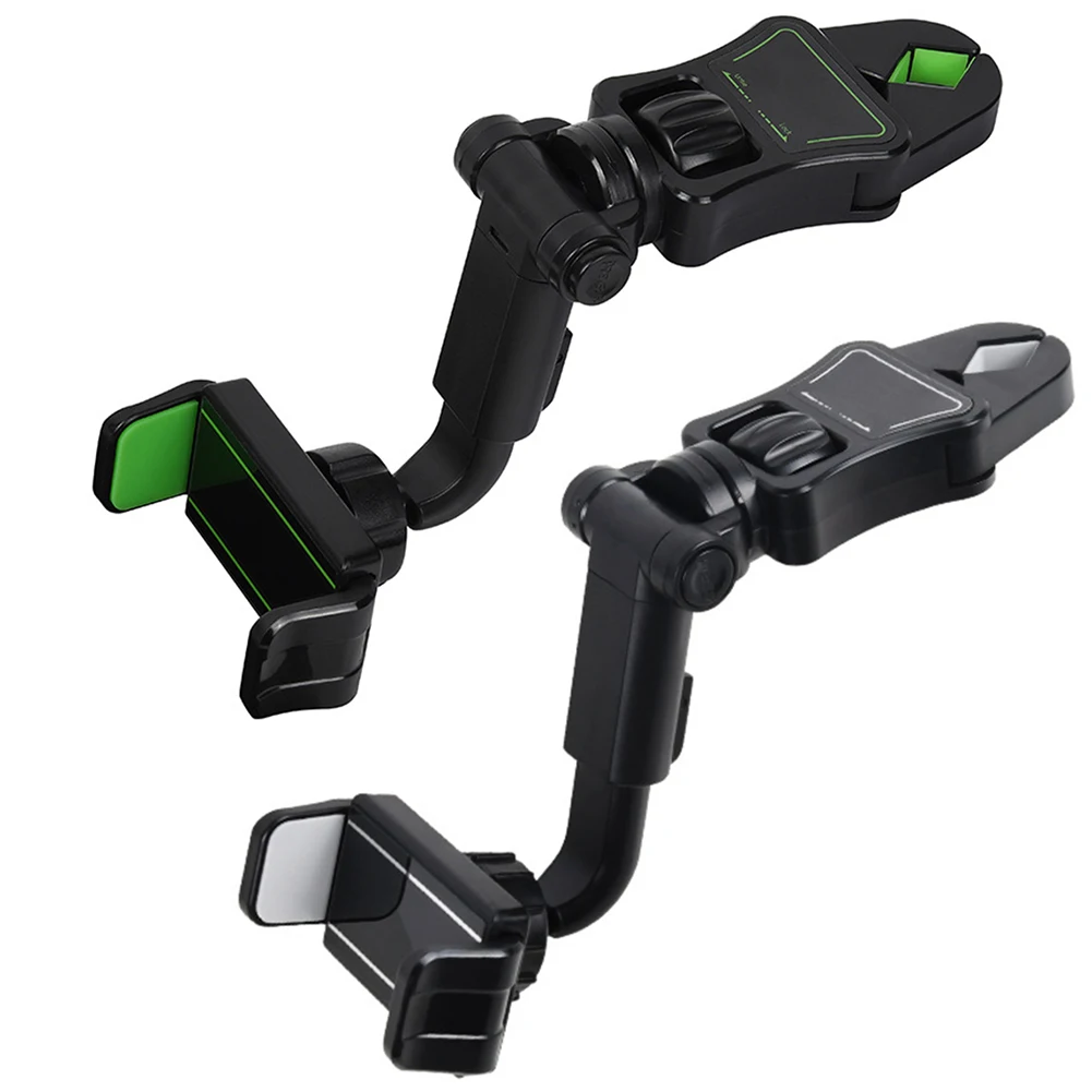 

360 °Telescopic Car Rearview Mirror Phone Mount Holder Concealed Crab Clip Bracket Rotary Auto Seat Smartphone Support Accessory