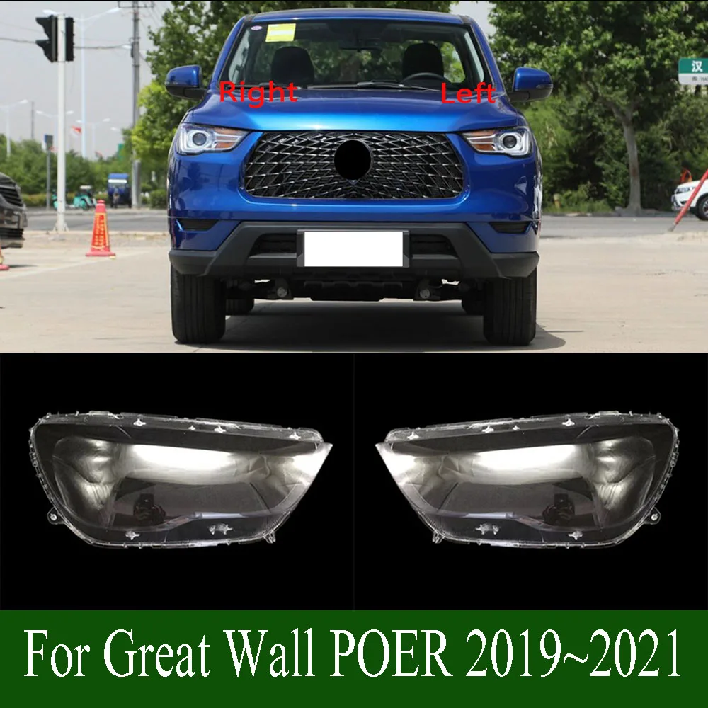 For Great Wall POER 2019~2021 Headlight Cover Headlamp Lamp Shell Lampshade Transparent Shade Replace Original Lens Plexiglass