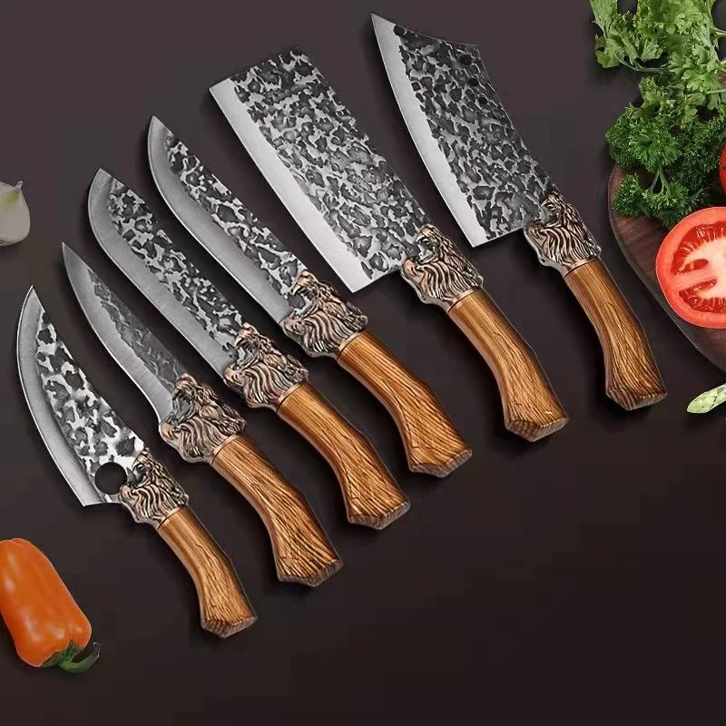 

1-6PCS Knives Set Meat Cleaver Fishing Hunting Chef's Butcher Boning Knife Utility Paring Knife Filleting Knife Set camping bbq