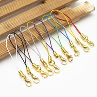 wholesale mobile case strap lariat lanyard gold lobster clasp cell phone cord hang rope key chain charms finding connector ring