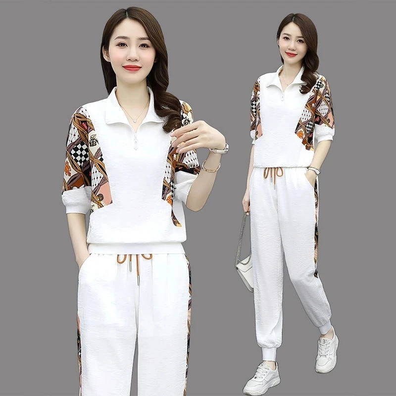 

Women's Tracksuit Fashion Pencil Pant Suits 2022 New Summer Leisure Clothing Foreign Style Crop Top Two Piece Set Women Leggings