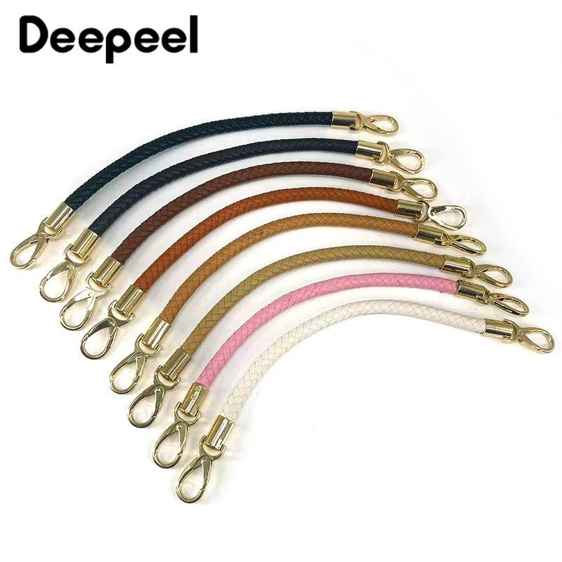 

2Pcs Deepeel 30/40/60mm Bag PU Weave Shoulder Strap Colored Replacement Handle Leather Handbag Metal Buckle Handles Accessories
