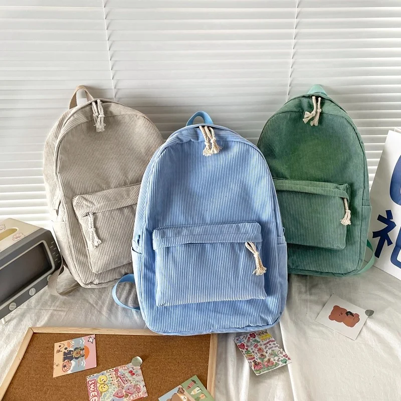 

Fashion Women Backpack Trend Corduroy School Bag For Teenage Girls Large Capacity Travel Backbags Simple Leisure Scoolbags 2022