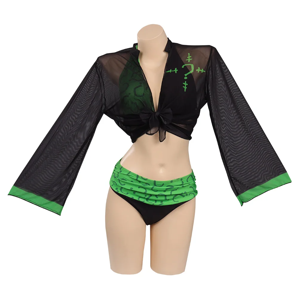 

Костюм для косплея Riddler, купальник, плащ, одежда для Хэллоуина, карнавальный костюм