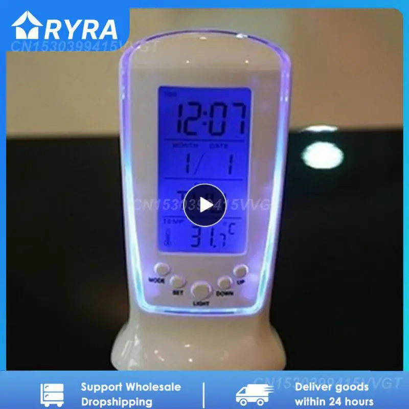 Domestic Blue Table Clock Portable Thermometer Alarm Clock H