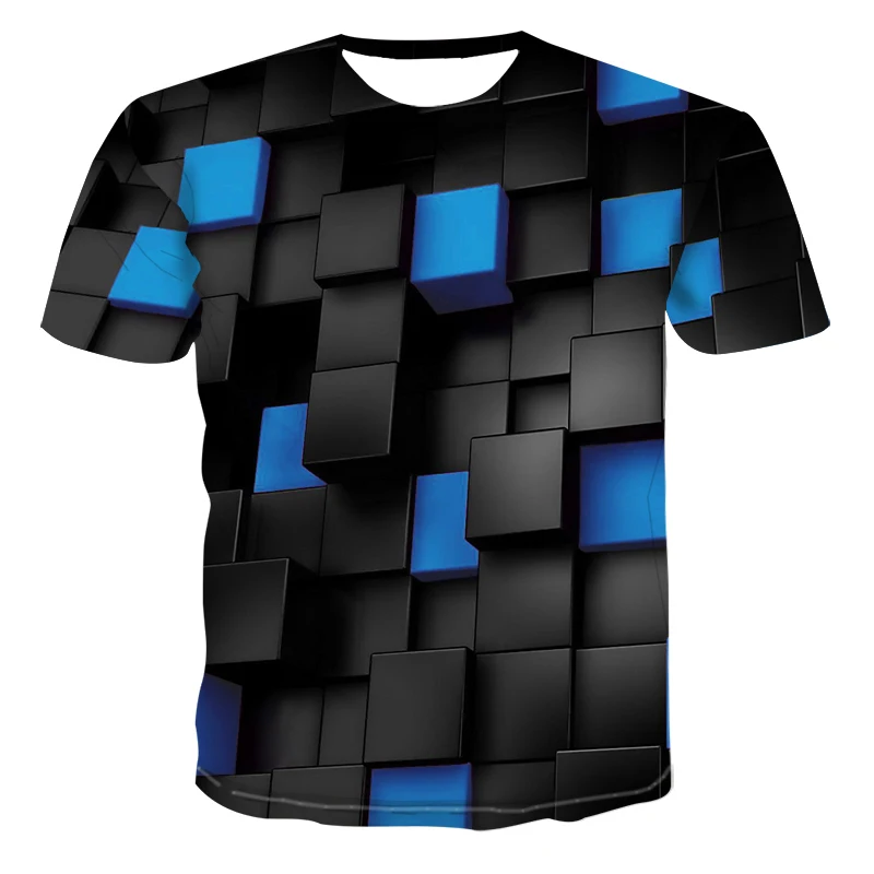 

Black blue Squares Stranger things 3d Printed Funny t shirts Casual Summer T Shirt Men/Women Tops Tees Brand oversized Clothes