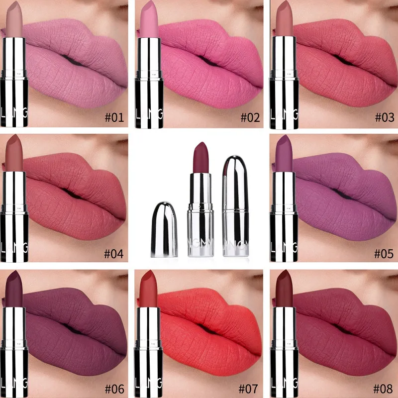 

Velvet Matte Lipstick Lips Makeup Nude Lip Stick Make Up Cosmetics Foggy Smooth Matt Tint Lip Balm Cream Pigment