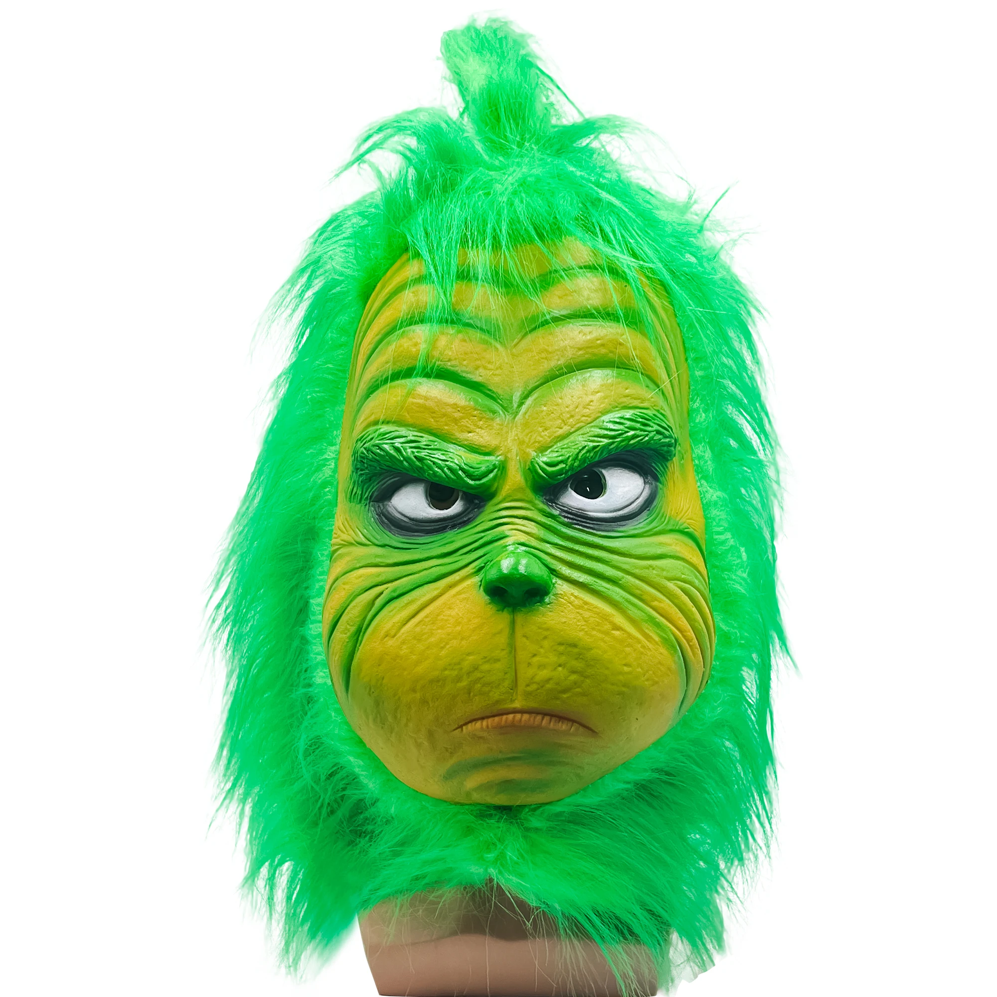 

Christmas Thief Geek Mask Cosplay Green Monster Santa Latex Helmet with Hat Halloween Carnival party costume props