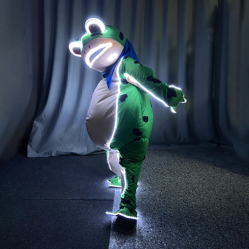 Светодиодный светящаяся лягушка кукольный костюм представление надувная для