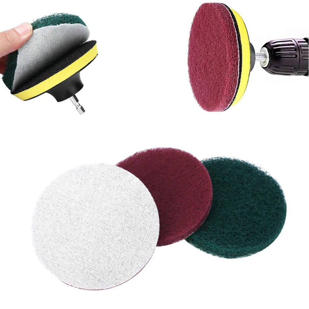 

5Inch Cleaning Cloth Scrub Pad Kit 3pcs Industrial Scouring Pads Set Green(240#)/Red(400#)/Grey(800#) Nylon Polishing Buffing