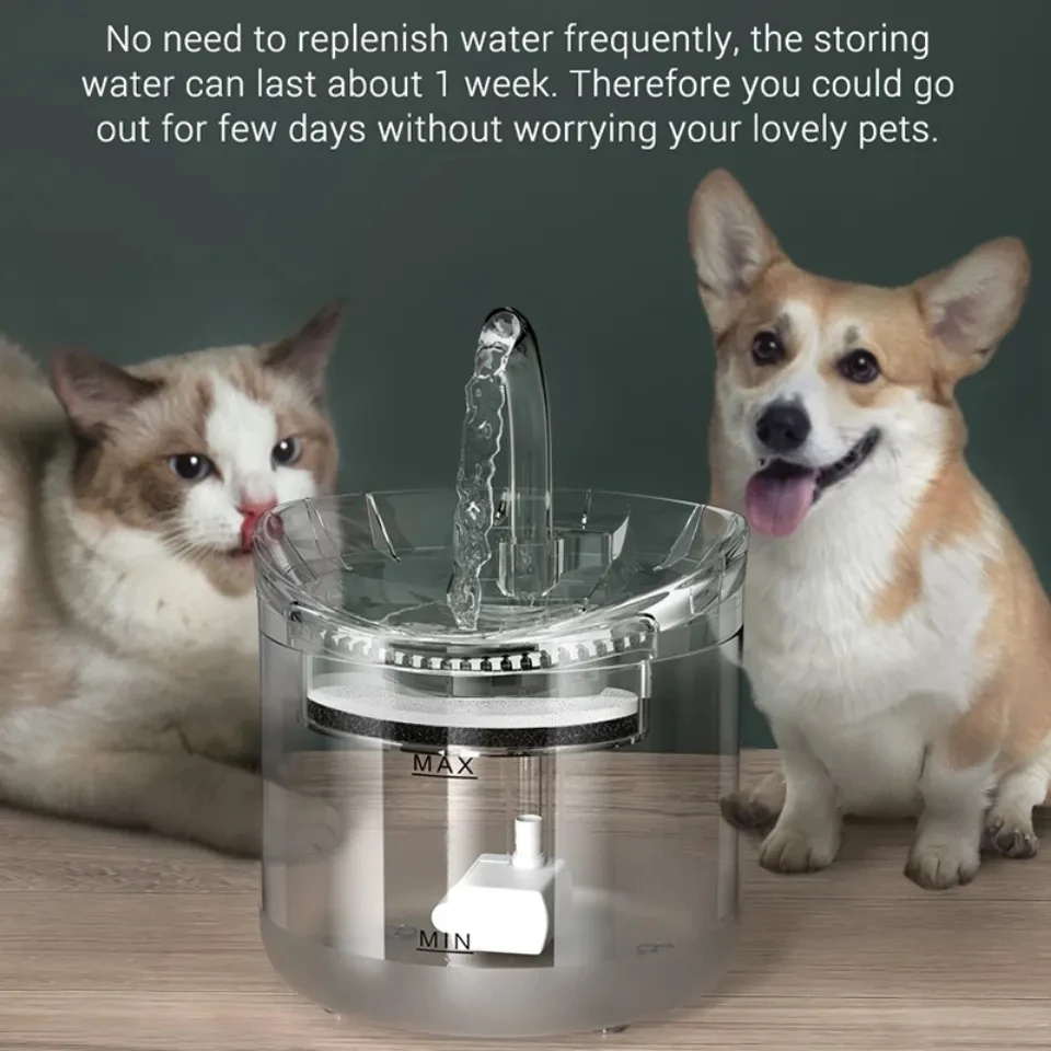 2L Intelligent Cat Water Fountain Faucet Dog Water Dispenser Transparent Drinker Pet Drinking With 8 Filter Feeder Motion Sensor