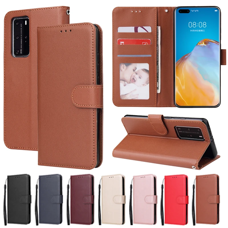 

Wallet Solid Magnetic Flip Case For Huawei P40 Lite E P30 Lite P20 Pro Mate 30 20 Lite 10 Lite Y5 Y6 Y7 Y9 2019 Y5 Y6 Y5P Y6P