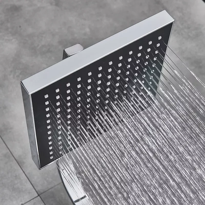 

Хромированный/черный смеситель для душа с поворотным носиком для ванны, настенное крепление, дождевая насадка для душа 8 дюймов с ручной лей...