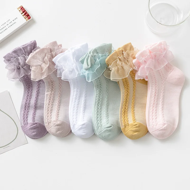 

3 Pairs SummerGirls Socks Baby Kids Ruffle Sock Cute Baby Frilly Toddle Designer White Black Lace Kid Cotton Socks For 1-10Years