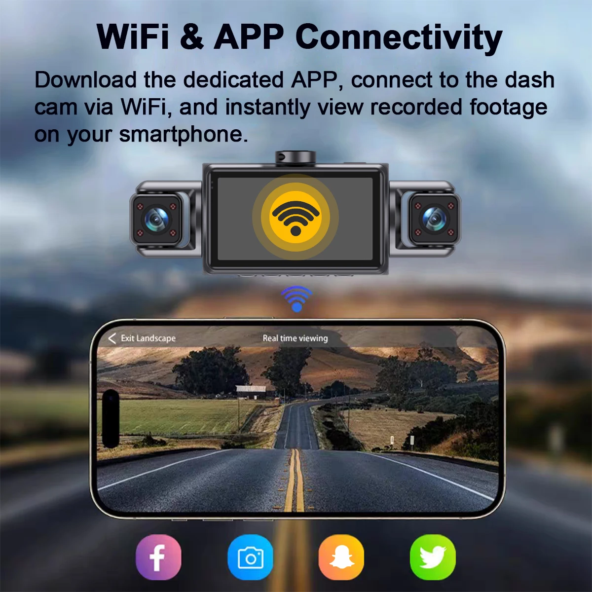 Фото Автомобильный видеорегистратор DashCam, видеорегистратор, 4 канала, 360 °   WIFI Передняя внутренняя вращающаяся камера заднего вида 24-часовой парковочный монитор Видеорегистратор автомобиля №2