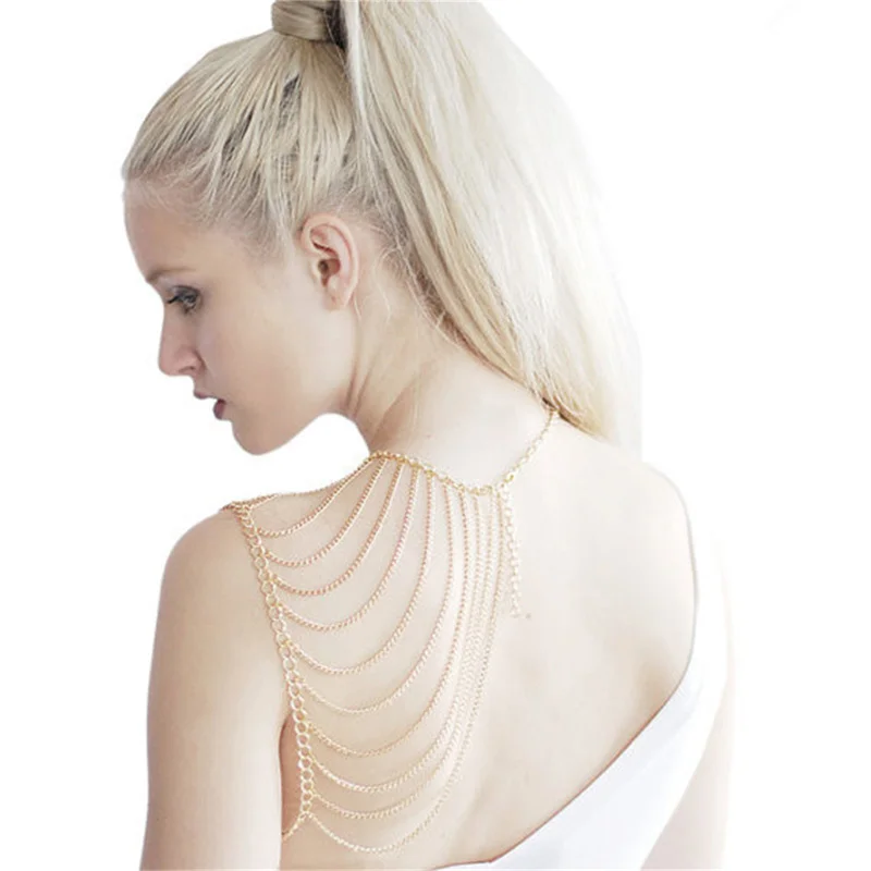 

Bridal Shoulder Necklace Women Wedding Off-the-shoulder Jewelry Chain Necklaces Tassel Collar Shoulder Body Chain Jewelry