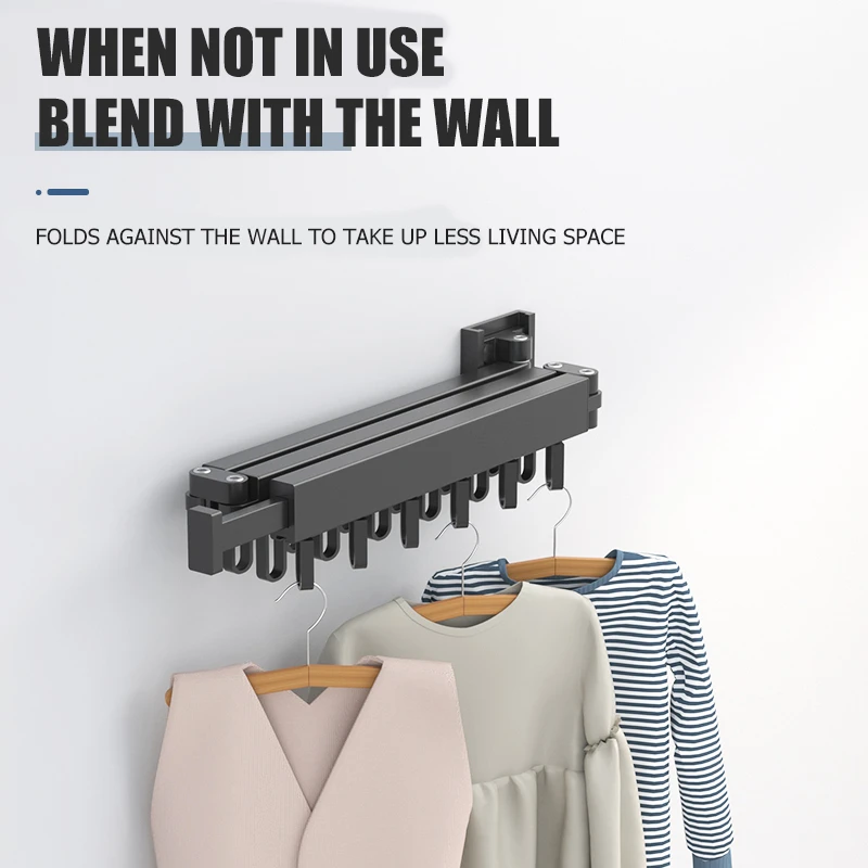 

Folding Clothes Hanger Wall Mount Retractable Clothes Drying Rack Space Saving Home Laundry Clothesline Outdoor Window Frame