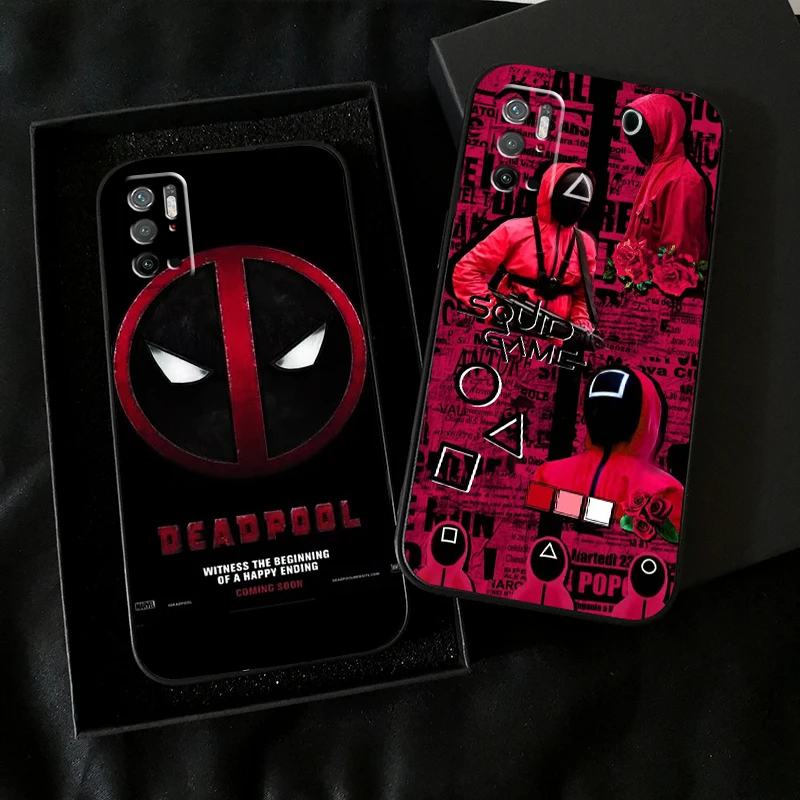 

Marvel Deadpool For Xiaomi Poco X3 PRO NFC POCO M3 M3 Pro 5G X3 F3 GT Phone Case Back Soft Liquid Silicon Black Carcasa Funda