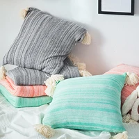 pure cotton tassel pillow case knitted cushion cover 45x45cm 3 colors available for sofa living room bedroom decoration