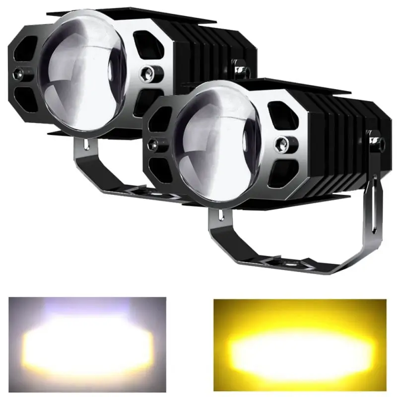 

LED Headlight Projector Lens Super LED Light For Car/Motorcycle Dual Color ATV Scooter Driving Auxiliary Spotlight Lamp