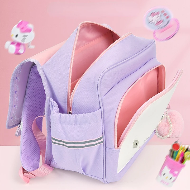 Sanrio Hello Kitty Bag Schoolbag Primary School Girl Children's Spine Protection Breathable Lightweight Backpack Girl