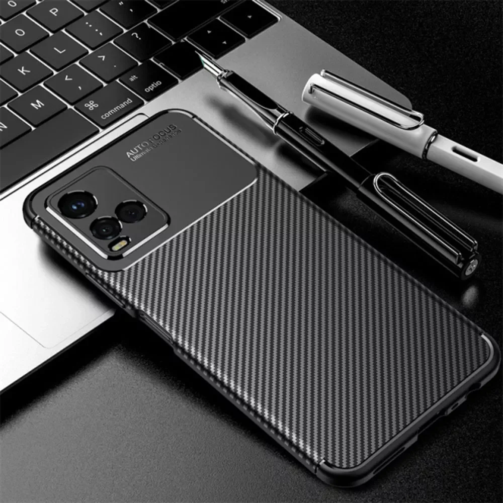 

Carbon Fiber Soft Silicone Shell Cover For Vivo Y21s Y33s Camera Shockproof Bumper Protective Case Vovi Y 21s 33s 21Y Fundas