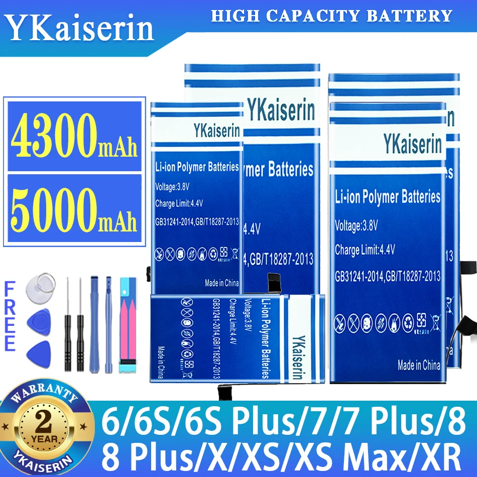 

YKaiserin Battery For iPhone 6 (6S 7 8) Plus X XS Max XR XSMax 6SPlus 7Plus 8Plus Batterij + Tracking number