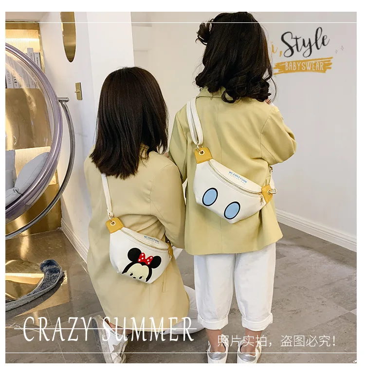 Cartoon Minnie Donald Duck fashion children's chest bag cute boy outdoor backpack  shoulder bag foreign style small Satchel