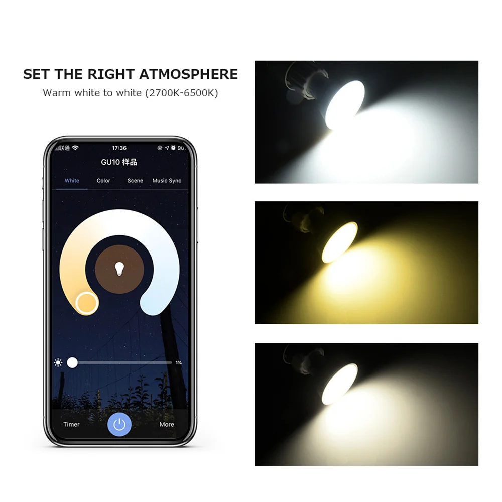 Лампочка GU10 светильник 2 4 ГГц Wi-Fi управление через приложение RGBCW светодиодный