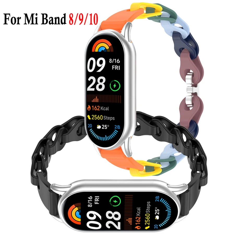 Фото Полый ремешок для Xiaomi Mi Band 10 9 8, мягкий официальный силиконовый сменный ремешок для часов, браслет для Xiaomi Miband 8 9 10, ремешок №1