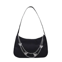 fashion women pure color butterfly chain shoulder bags casual all match underarm bag elegant ladies small hobos handbags purse
