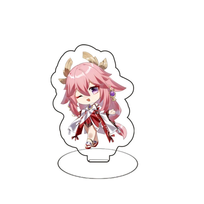 10 см мультфильмы Raiden Shogun Shenhe Charlotte Furina Nahida косплей костюм фигурка бейдж-подставка