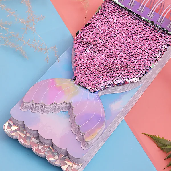 

Sequins Cute Mermaid Cover Student Notes Fashion Cartoon Kawaii Gift Diary Girl Pink Notepad Gift Student Stationery Planner