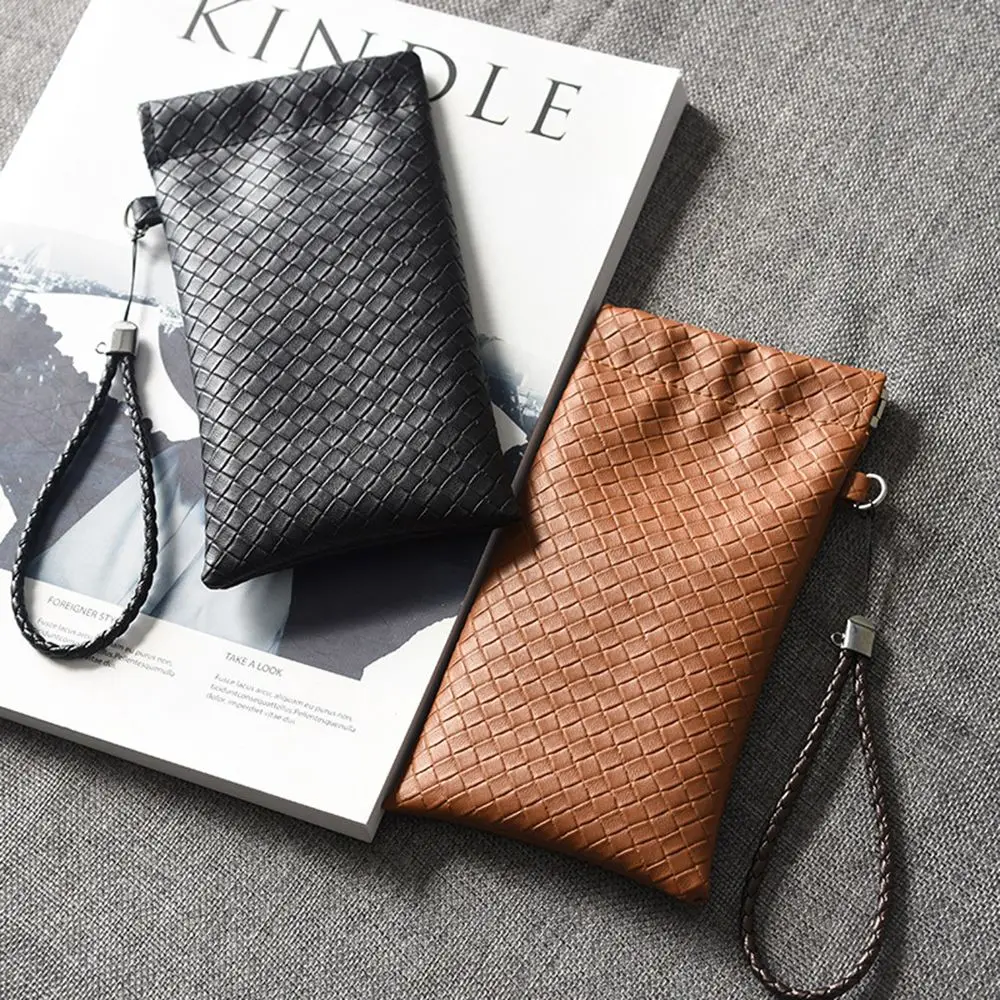 

1PC Fashion PU Leather Woven Glasses Box For Women Men Eyeglass Portable Glasses Case Simple Sunglasses Bag Eyewear Accessories