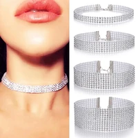 women full diamond necklace punk hip hop choker fashion inlay crystal rhinestone clavicle chain wedding jewelry accessories gift