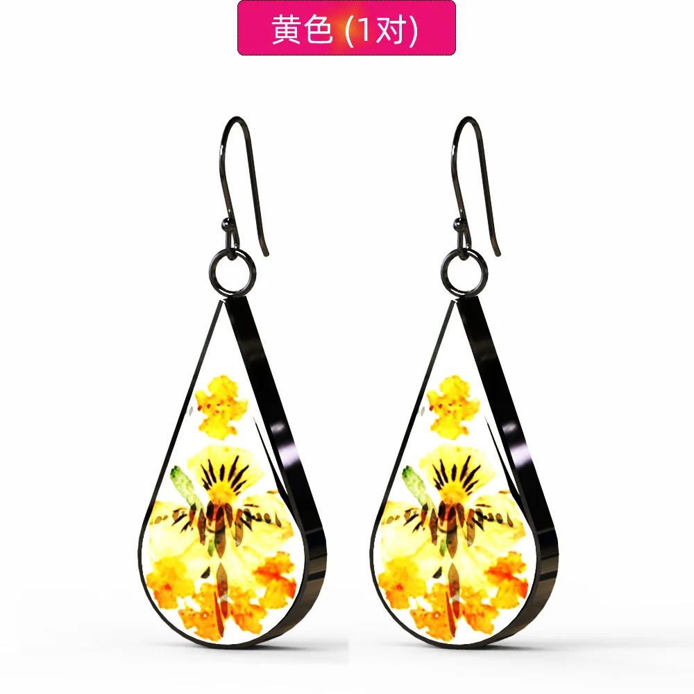

Sterling Silver Pressed Flower Teardrop Earrings Standard S925 Silver Women's Earrings Pressed Flower Water Drop Tears Earrings
