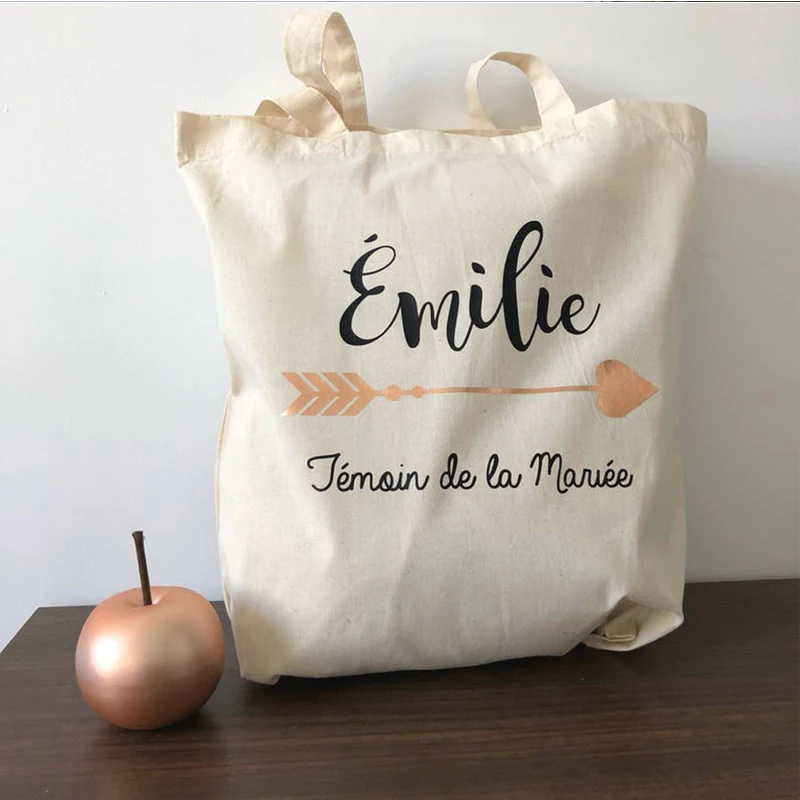 

Personalized Tote bag Fleche Rose Gold Custom Tote Bag, 100% Cotton Canvas Tote, Wedding Tote,Customizable Object