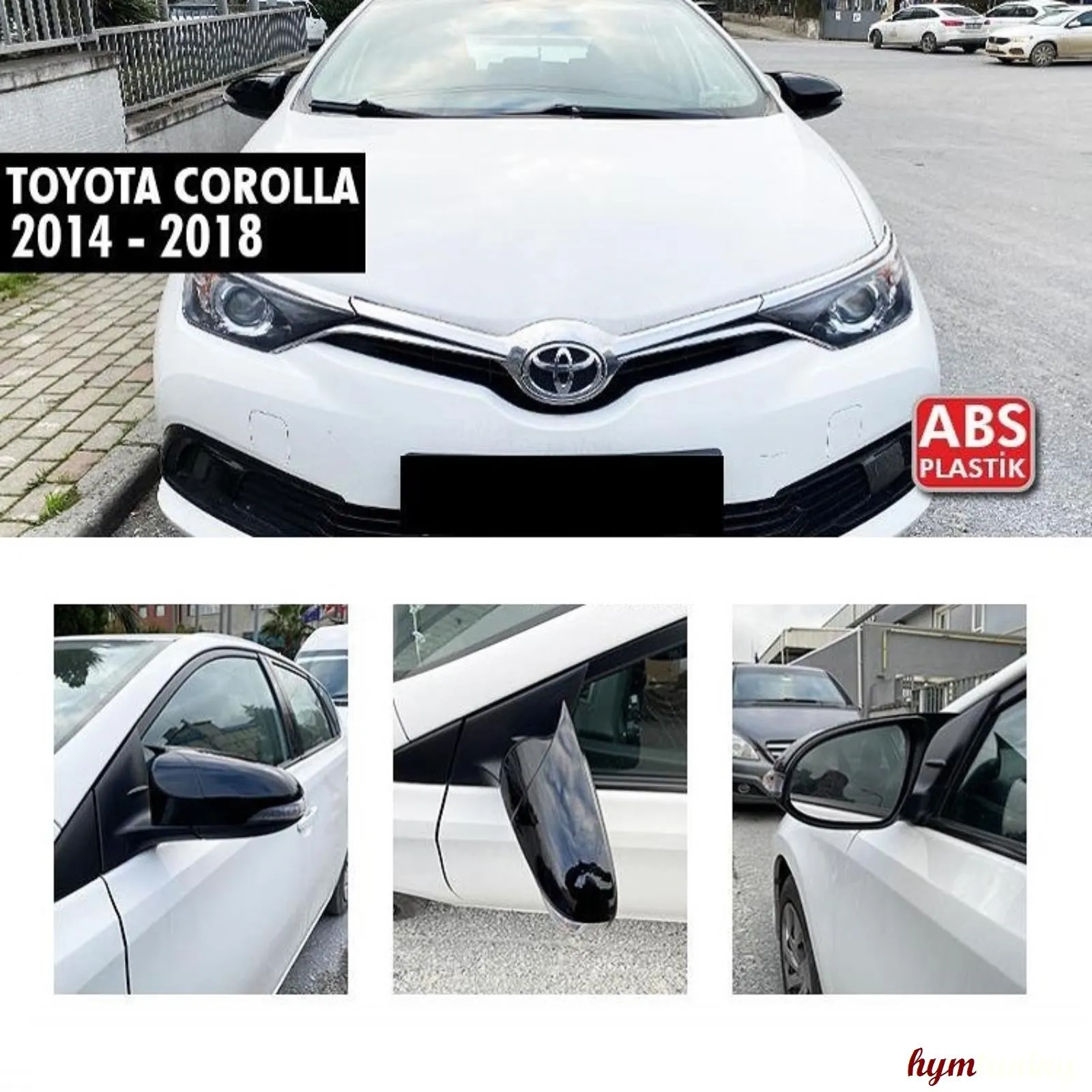 Зеркальный чехол в стиле летучей мыши для Toyota Corolla глянцевый черный черное