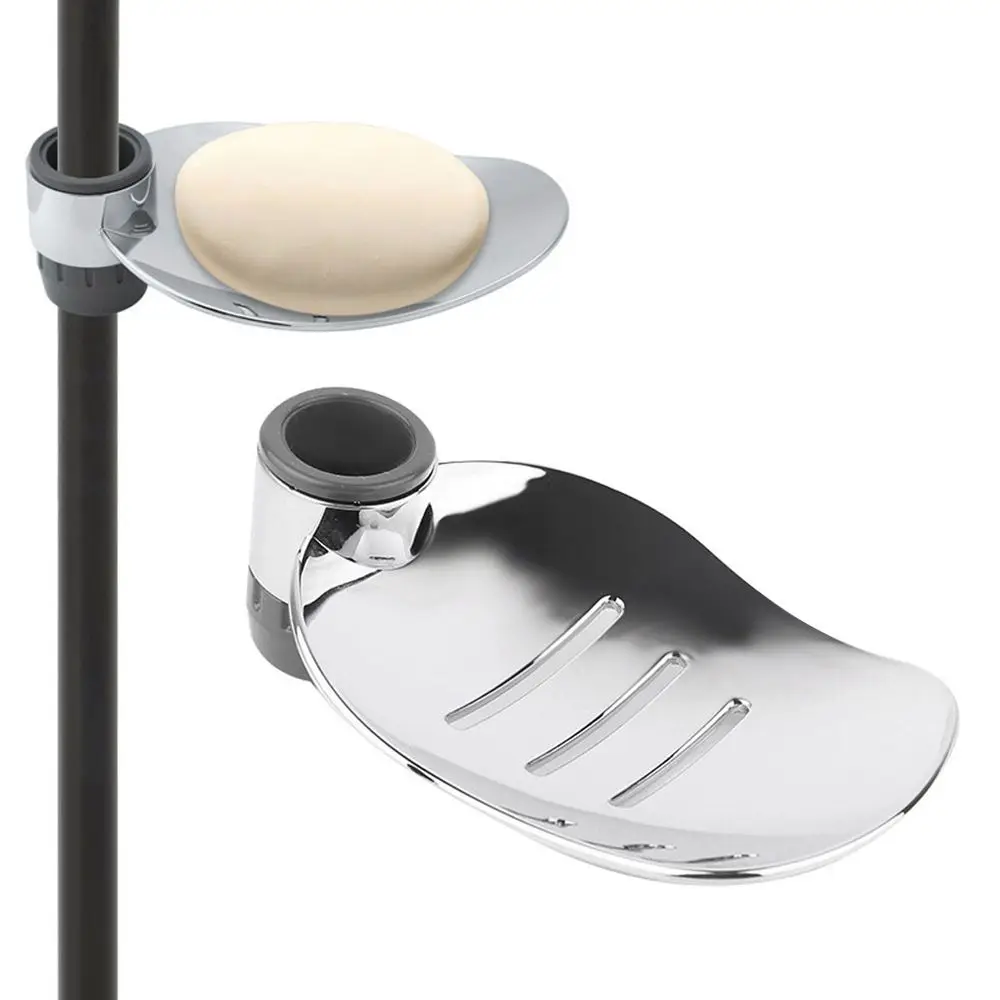 

Leaf Shape Shower Soap Tray ABS Chrome Adjustable Rail Slide Drainage Soap Holder For 22/24/25mm Water Pipe Bathroom Gadget