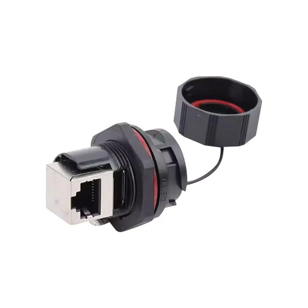 Фото Водонепроницаемый разъем RJ45 IP67, двойной Ethernet-разъем CAT6, экранированный пылезащитный колпачок, соединитель для Ethernet LAN-кабеля, подключение LAN-кабеля №2