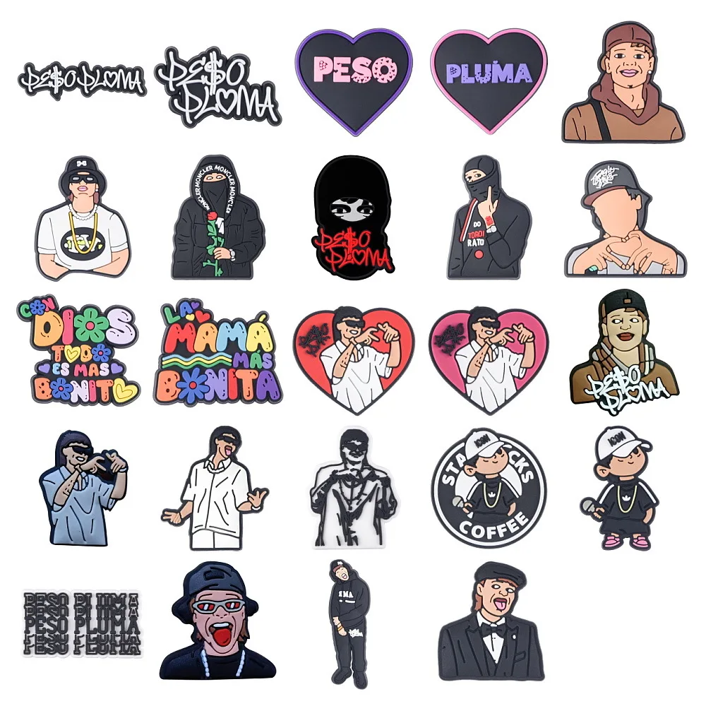 

Popular Music Croc Charms For Women Men Peso Pluma Hip Hop Singer Shoe Decoration Aceessories For Sandals Decorate Gifts