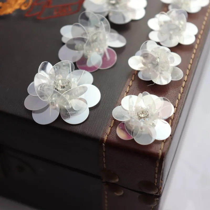 10 шт., прозрачные блестки, цветочные патчи для женской одежды