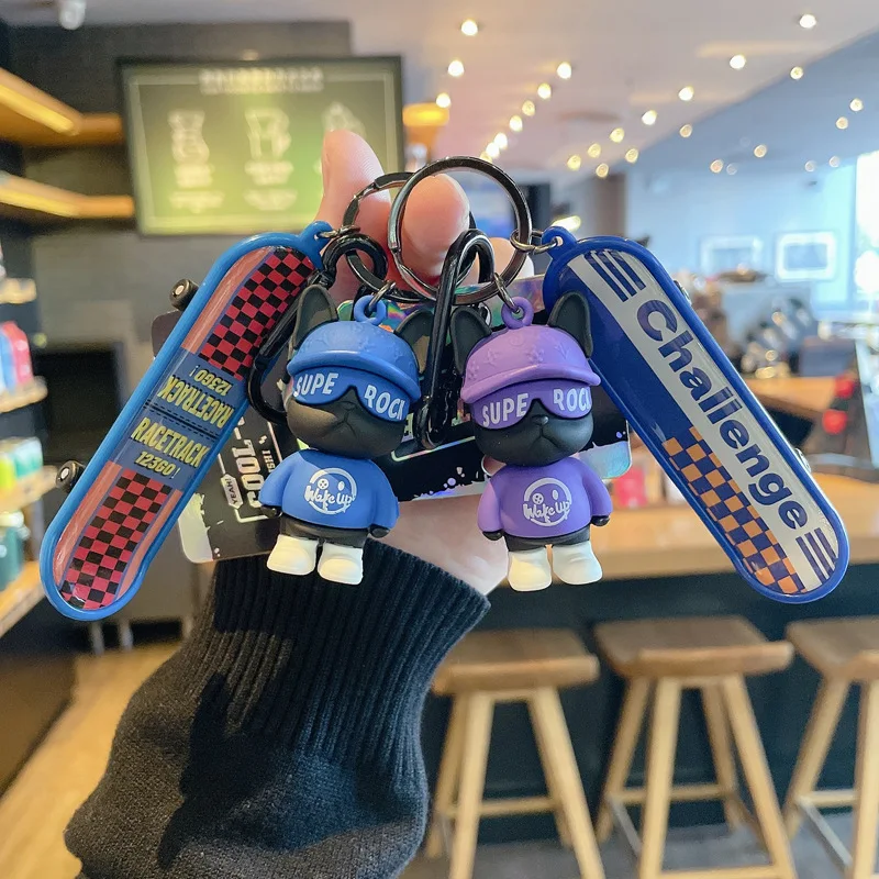 

Cartoon street skateboard keychain doll cool personality car accessories bag pendant