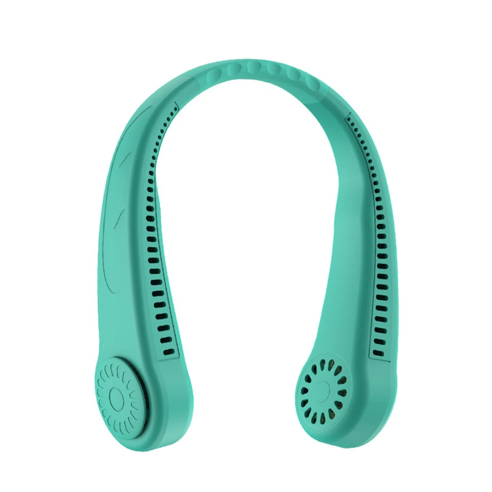 

Portable Leafless Hanging Neck Fan USB Charging Handheld Student Lazy Hanging Neck Small Mini Small Electric Fan-Green